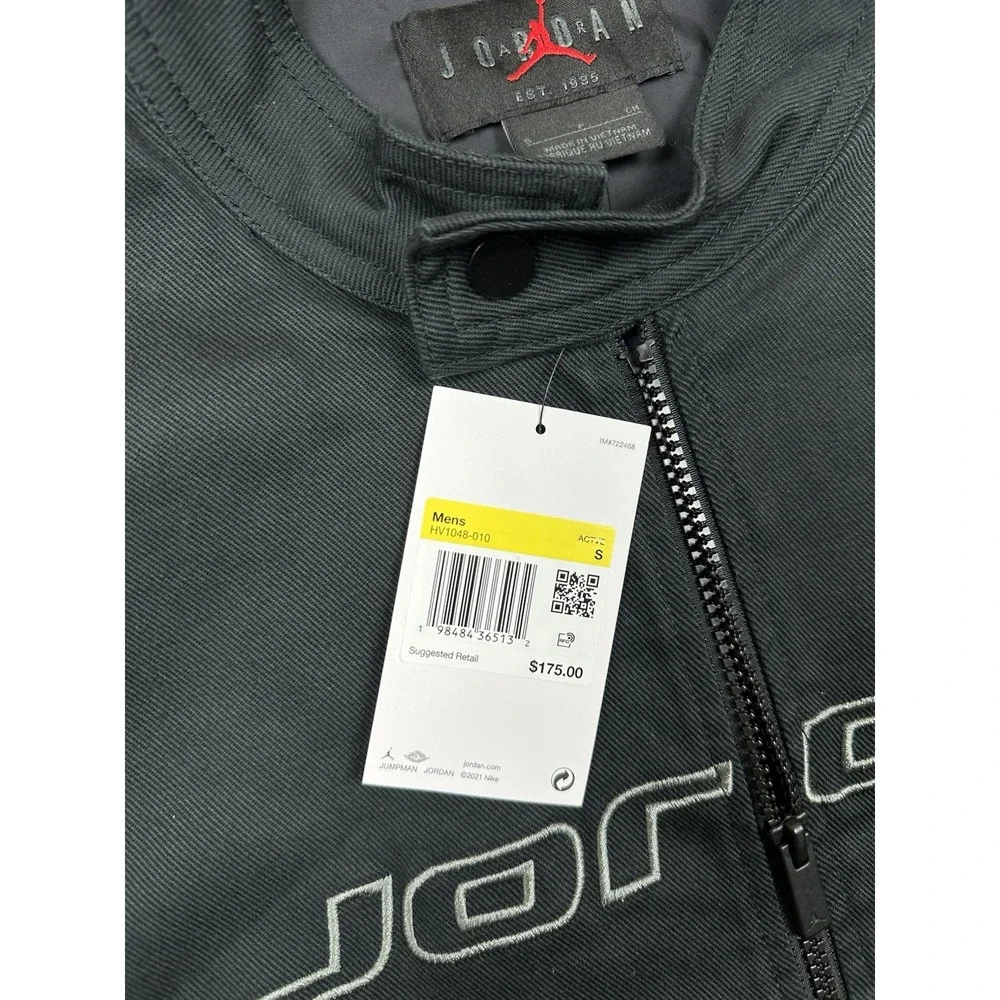 New Jordan Brooklyn Motorsport Jacket Black/Iron Grey HV1048-010 Men's Small